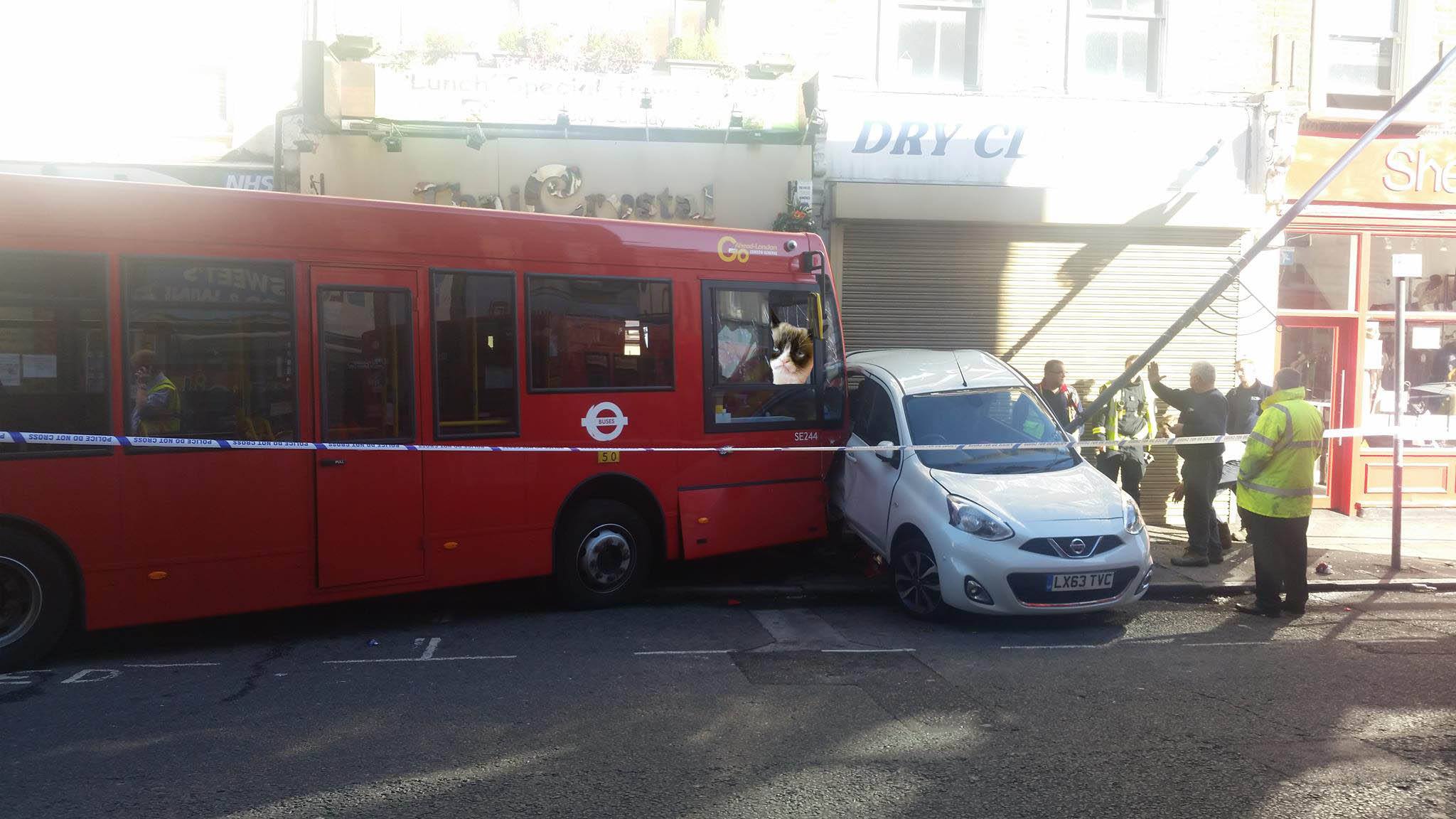 Bus crashes into shop Crystal Palace